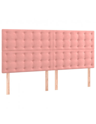 Giroletto a Molle con Materasso Rosa 200x200 cm in Velluto