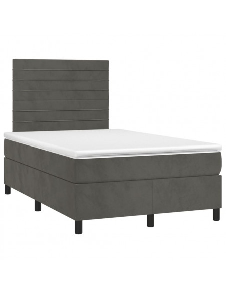 Giroletto a Molle con Materasso Grigio Scuro 120x190 cm Velluto