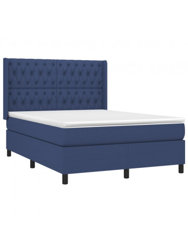 Letto a Molle con Materasso e LED Blu 140x190 cm in Tessuto