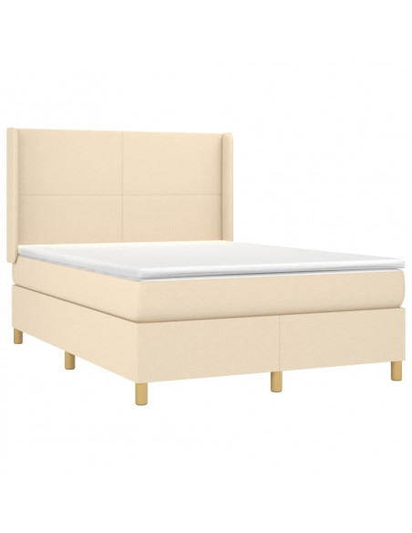 Letto a Molle con Materasso e LED Crema 140x190 cm in Tessuto
