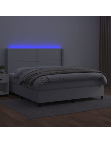 Giroletto Molle con Materasso e LED Bianco 180x200cm Similpelle