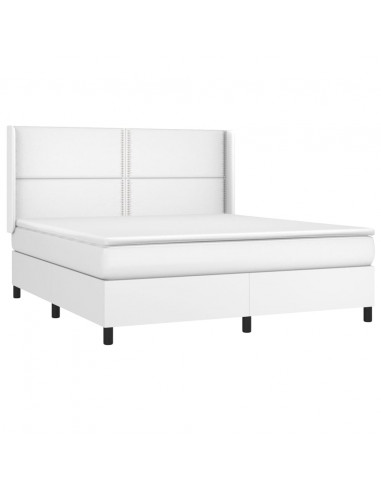 Giroletto Molle con Materasso e LED Bianco 180x200cm Similpelle