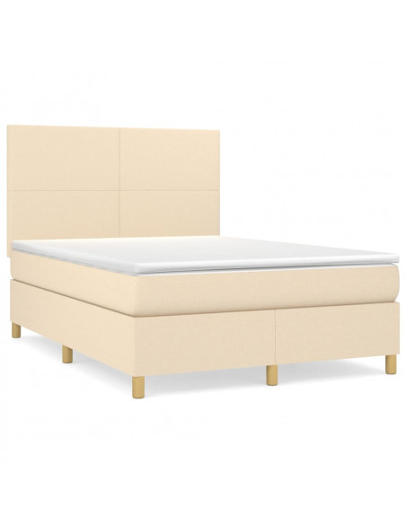 Giroletto a Molle con Materasso Crema 140x19 cm in Tessuto