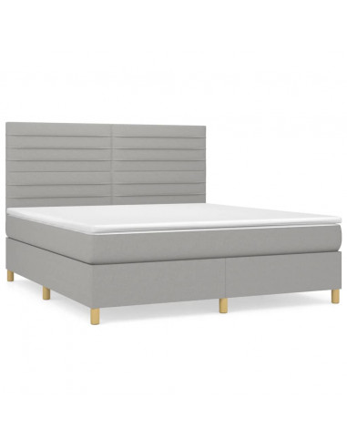 Giroletto a Molle con Materasso Grigio Chiaro180x200 cm Tessuto