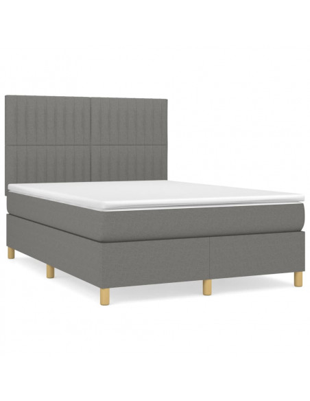 Giroletto a Molle con Materasso Grigio Scuro 140x190 cm Tessuto