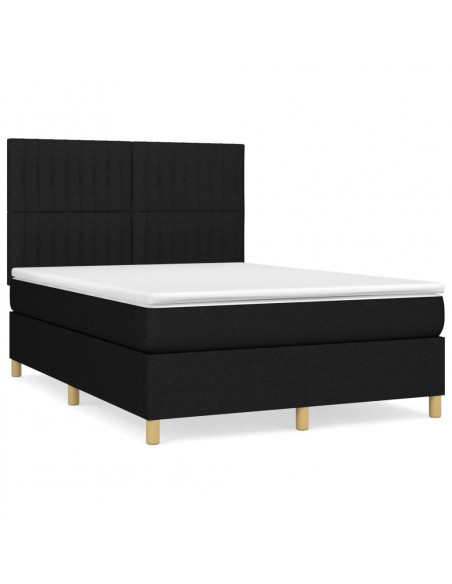 Giroletto a Molle con Materasso Nero 140x200 cm in Tessuto