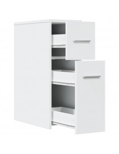 Armadietto da Bagno Stretto con Ruote Bianco in Truciolato 2