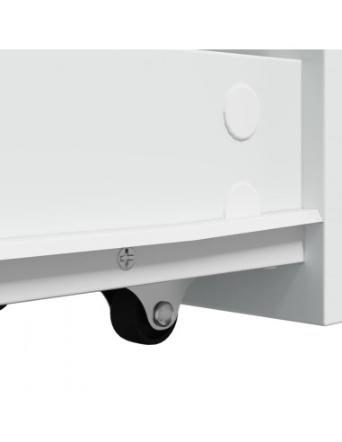 Armadietto da Bagno Stretto con Ruote Bianco in Truciolato