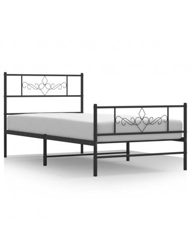 Giroletto con Testiera e Pediera Metallo Nero 100x190 cm