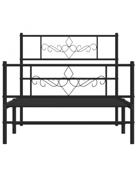 Giroletto con Testiera e Pediera Metallo Nero 100x190 cm