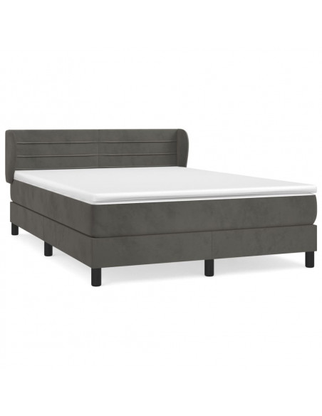 Giroletto a Molle con Materasso Grigio Scuro 160x200 cm Velluto