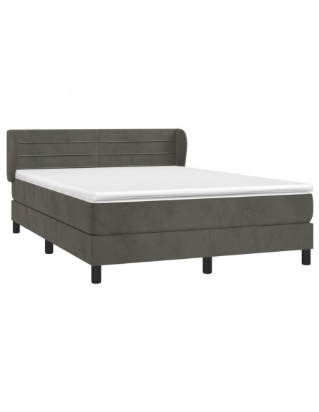Giroletto a Molle con Materasso Grigio Scuro 160x200 cm Velluto