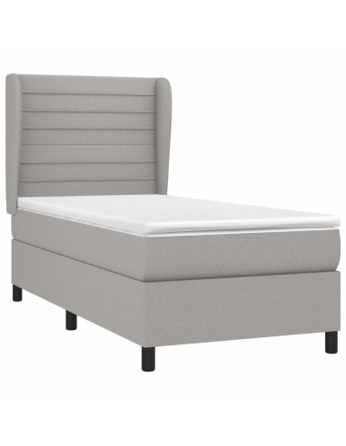 Giroletto a Molle con Materasso Grigio Chiaro 90x200 cm Tessuto