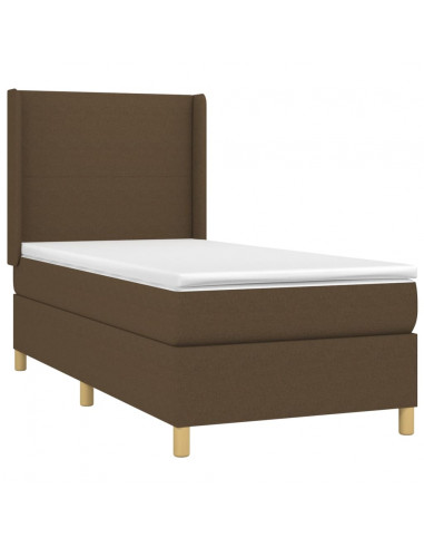 Giroletto a Molle con Materasso Marrone Scuro 90x200 cm Tessuto