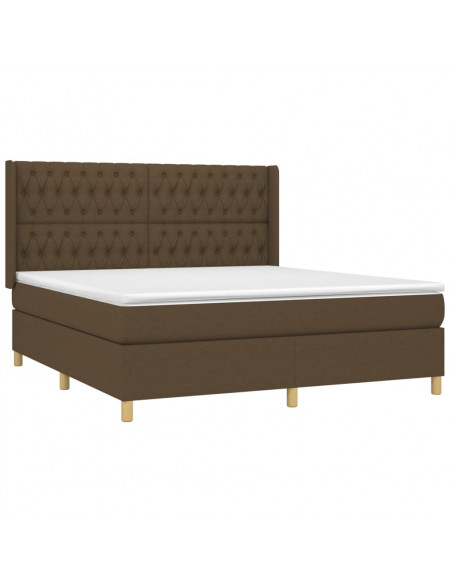 Giroletto a Molle con Materasso Marrone Scuro 180x200cm Tessuto