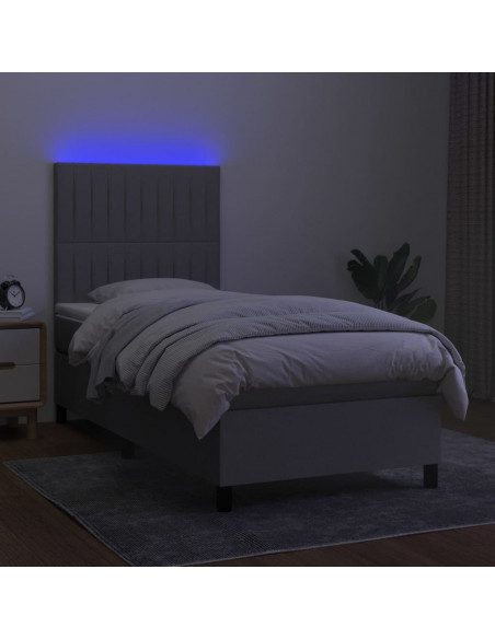 Letto a Molle Materasso e LED Grigio Chiaro 80x200 cm Tessuto