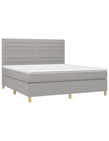 Letto a Molle Materasso e LED Grigio Chiaro 160x200 cm Tessuto