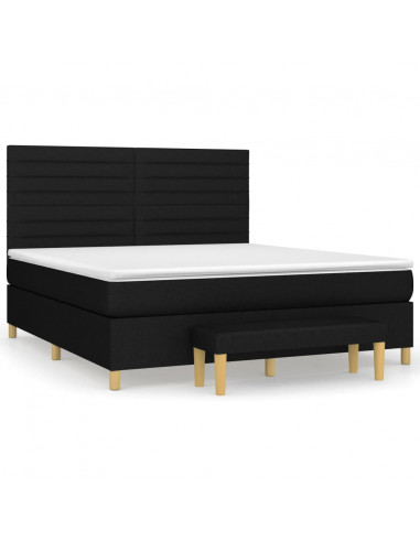 Giroletto a Molle con Materasso Nero 160x200 cm in Tessuto