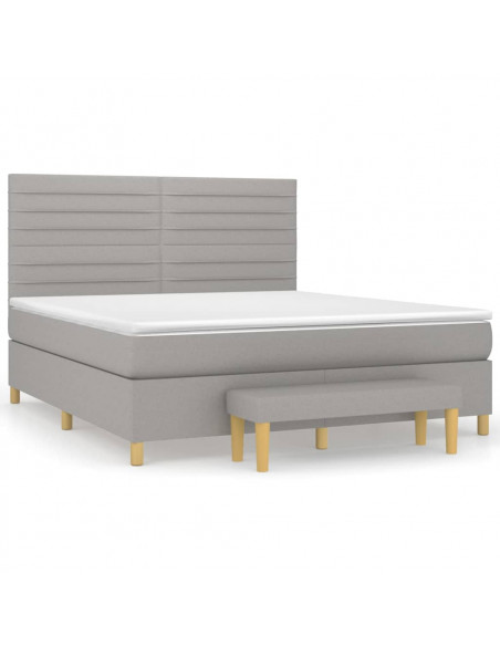 Giroletto a Molle con Materasso Grigio Chiaro160x200 cm Tessuto