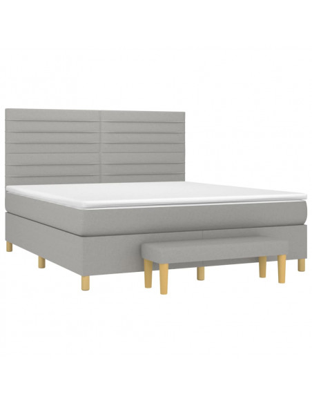 Giroletto a Molle con Materasso Grigio Chiaro160x200 cm Tessuto