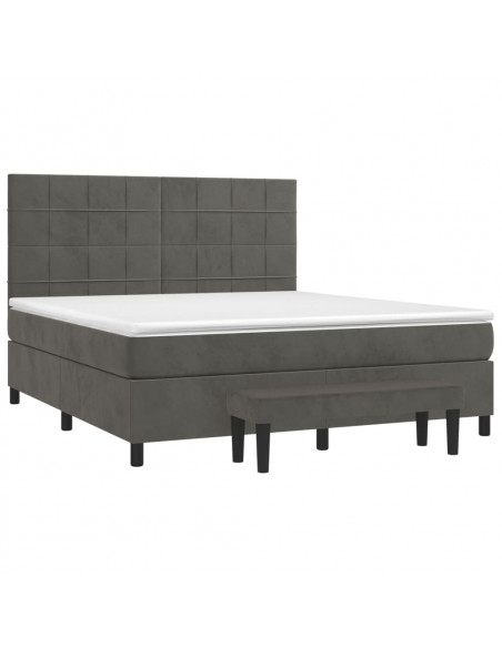 Giroletto a Molle con Materasso Grigio Scuro 160x200 cm Velluto