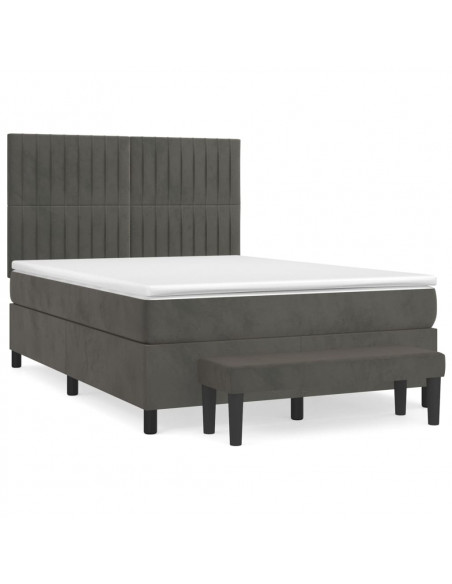 Giroletto a Molle con Materasso Grigio Scuro 140x190 cm Velluto