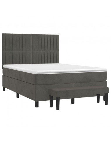 Giroletto a Molle con Materasso Grigio Scuro 140x190 cm Velluto