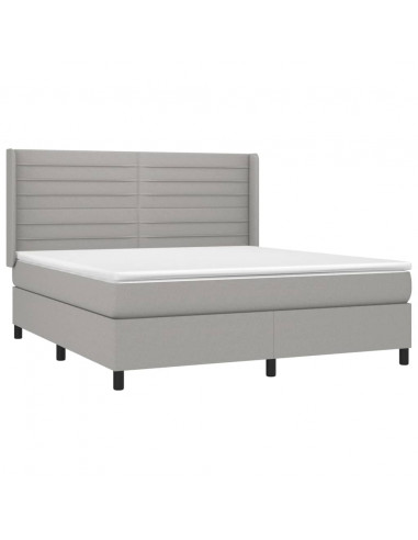 Letto a Molle Materasso e LED Grigio Chiaro 160x200 cm Tessuto