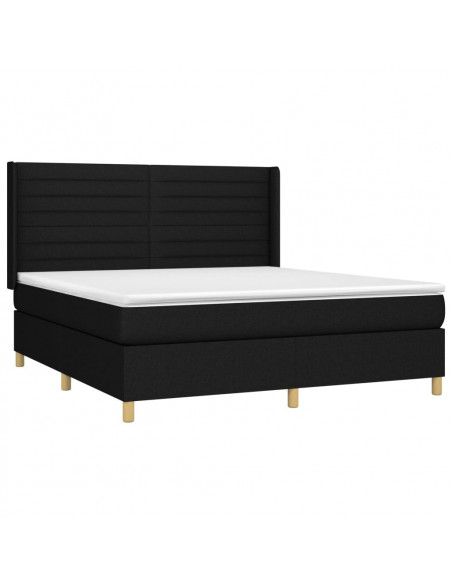 Letto a Molle con Materasso e LED Nero 180x200cm in Tessuto