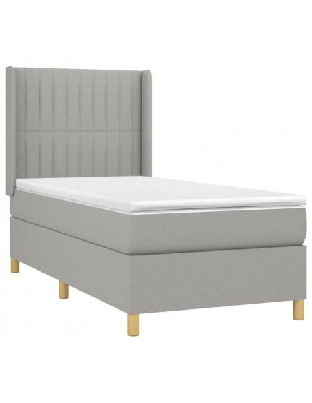 Letto a Molle Materasso e LED Grigio Chiaro 80x200 cm Tessuto