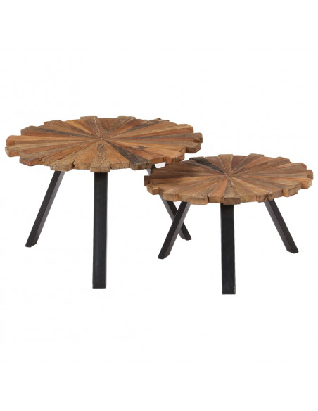 Tavolini da Salotto 2 pz in Legno Massello di Recupero