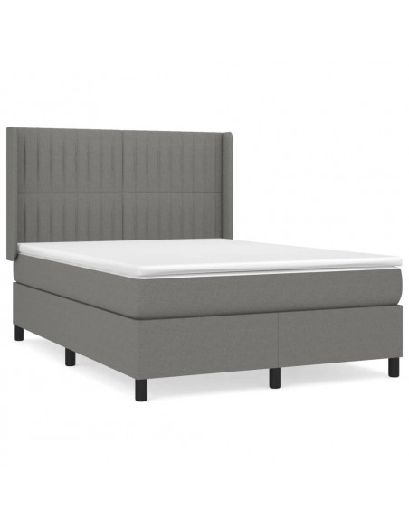 Giroletto a Molle con Materasso Grigio Scuro 140x190 cm Tessuto