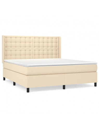 Giroletto a Molle con Materasso Crema 160x200 cm in Tessuto