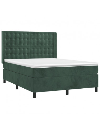 Giroletto a Molle con Materasso Verde Scuro 140x190 cm Velluto