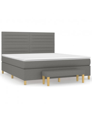 Giroletto a Molle con Materasso Grigio Scuro 180x200 cm Tessuto