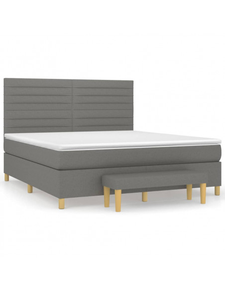 Giroletto a Molle con Materasso Grigio Scuro 180x200 cm Tessuto