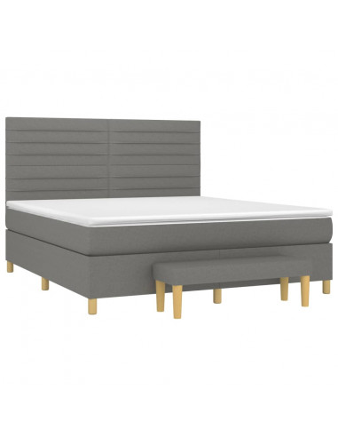 Giroletto a Molle con Materasso Grigio Scuro 180x200 cm Tessuto