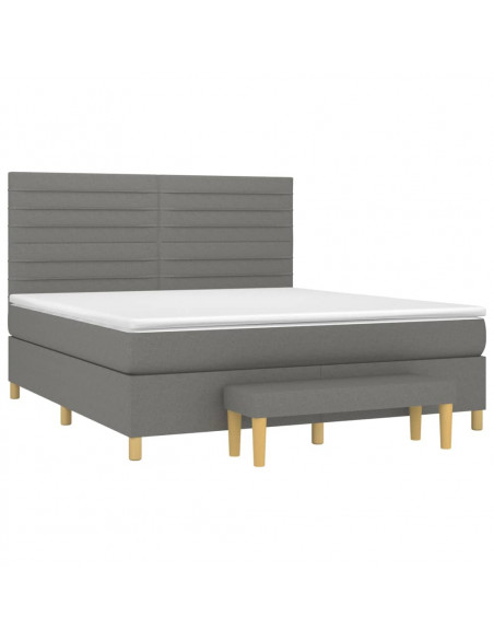 Giroletto a Molle con Materasso Grigio Scuro 180x200 cm Tessuto