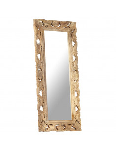 Specchio Intagliato a Mano 110x50 cm in Legno Massello di Mango 2