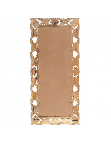 Specchio Intagliato a Mano 110x50 cm in Legno Massello di Mango