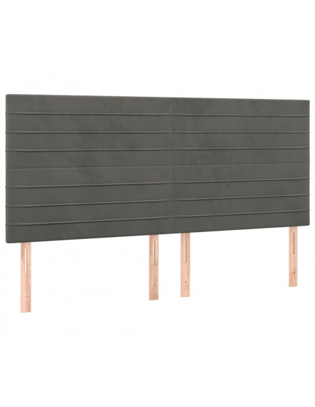 Giroletto a Molle con Materasso Grigio Scuro 160x200 cm Velluto