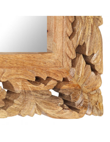 Specchio Intagliato a Mano 110x50 cm in Legno Massello di Mango