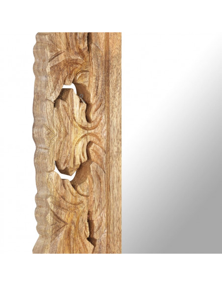 Specchio Intagliato a Mano 110x50 cm in Legno Massello di Mango