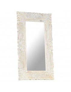 Specchio Bianco 80x50 cm in Legno Massello di Mango 2