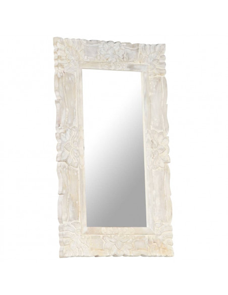 Specchio Bianco 80x50 cm in Legno Massello di Mango