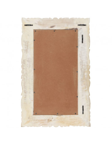 Specchio Bianco 80x50 cm in Legno Massello di Mango