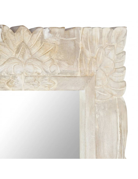 Specchio Bianco 80x50 cm in Legno Massello di Mango