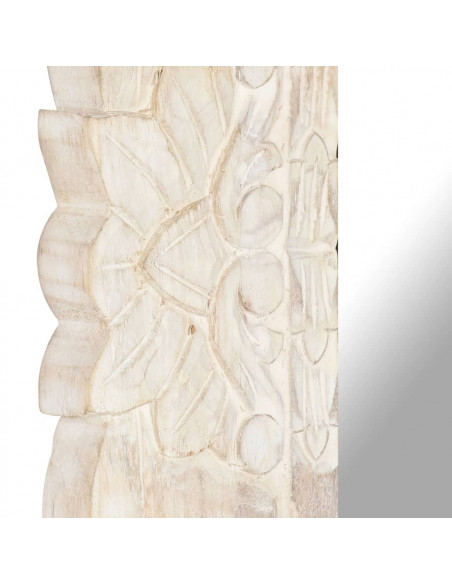 Specchio Bianco 80x50 cm in Legno Massello di Mango
