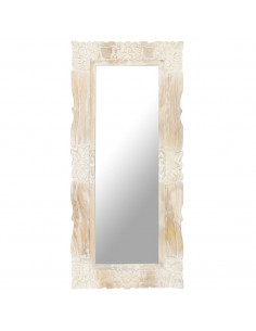 Specchio Bianco 110x50 cm in Legno Massello di Mango