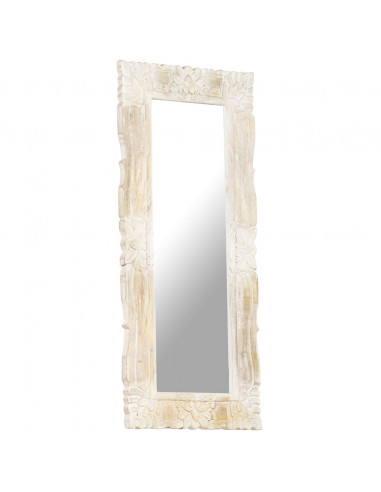 Specchio Bianco 110x50 cm in Legno Massello di Mango